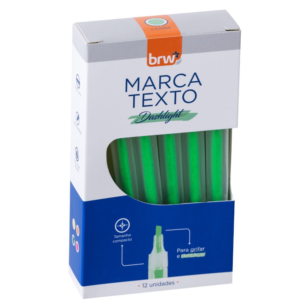 Encontraproduto.com.br - Marca Texto Fluorescente Transparente Brw Verde