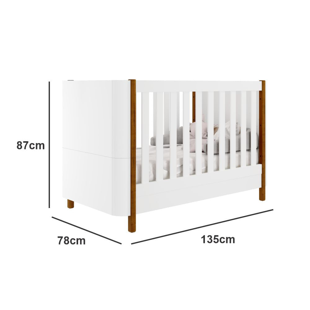 Encontraproduto.com.br - Quarto de Bebê Berço Mini Cama Olívia Cômoda 3 Gavetas com Fraldário Olívia Branco Fosco Carolina Baby