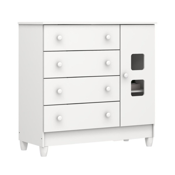 Encontraproduto.com.br - Guarda Roupa 03 Portas e Cômoda Mel Branco Fosco