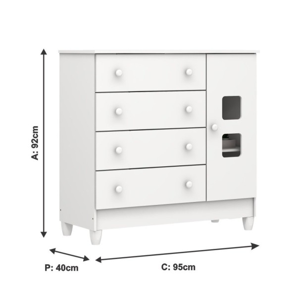 Encontraproduto.com.br - Guarda Roupa 03 Portas e Cômoda Mel Branco Fosco