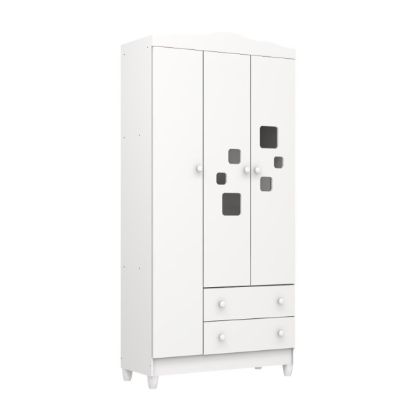 Encontraproduto.com.br - Guarda Roupa 03 Portas e Cômoda Mel Branco Fosco