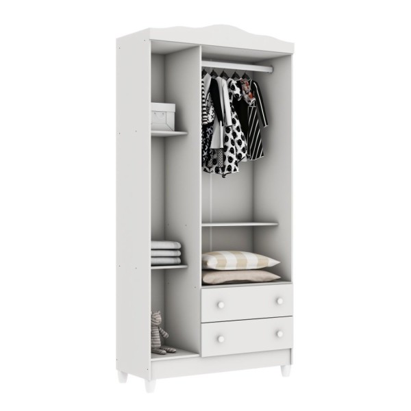 Encontraproduto.com.br - Guarda Roupa 03 Portas e Cômoda Mel Branco Fosco