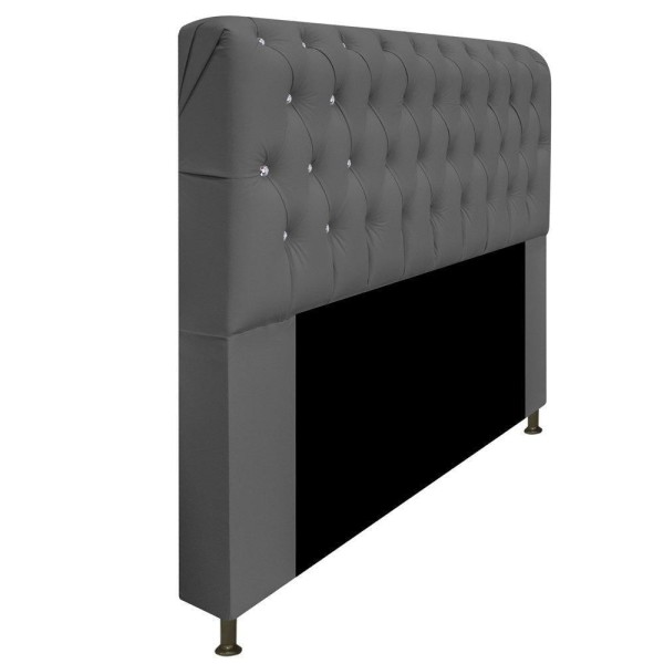 Encontraproduto.com.br - Cabeceira Estofada Lady Com Strass 160 Cm Queen Size Corano - Doce Sonho Móveis Cinza