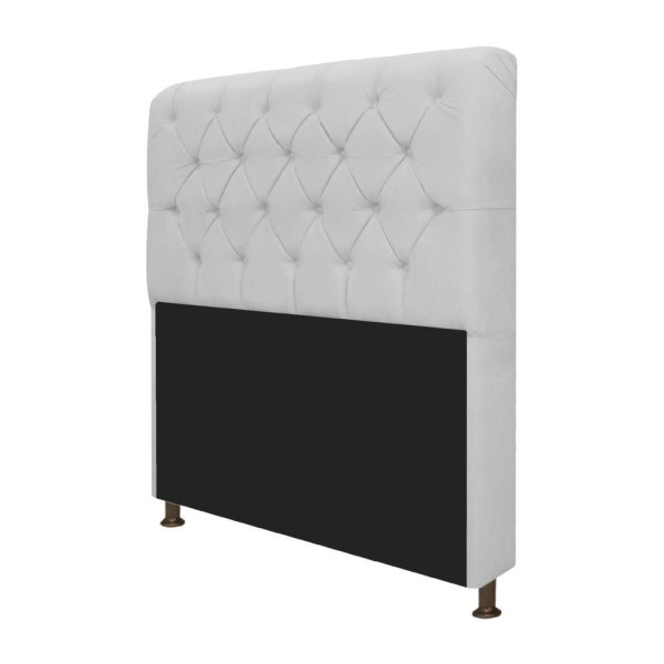 Encontraproduto.com.br - Cabeceira Estofada Lady 195 Cm King Size Com Capitonê Suede - Doce Sonho Móveis Branco