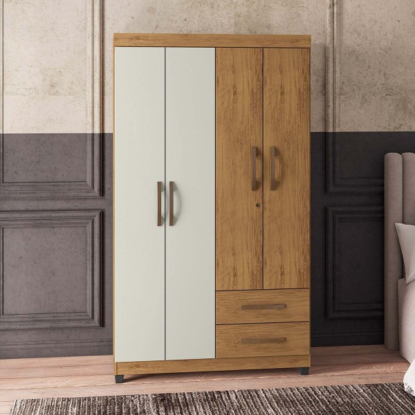 Guarda Roupa Grécia 4 Portas e 2 Gavetas Com Chave L01 - ADJ Decor