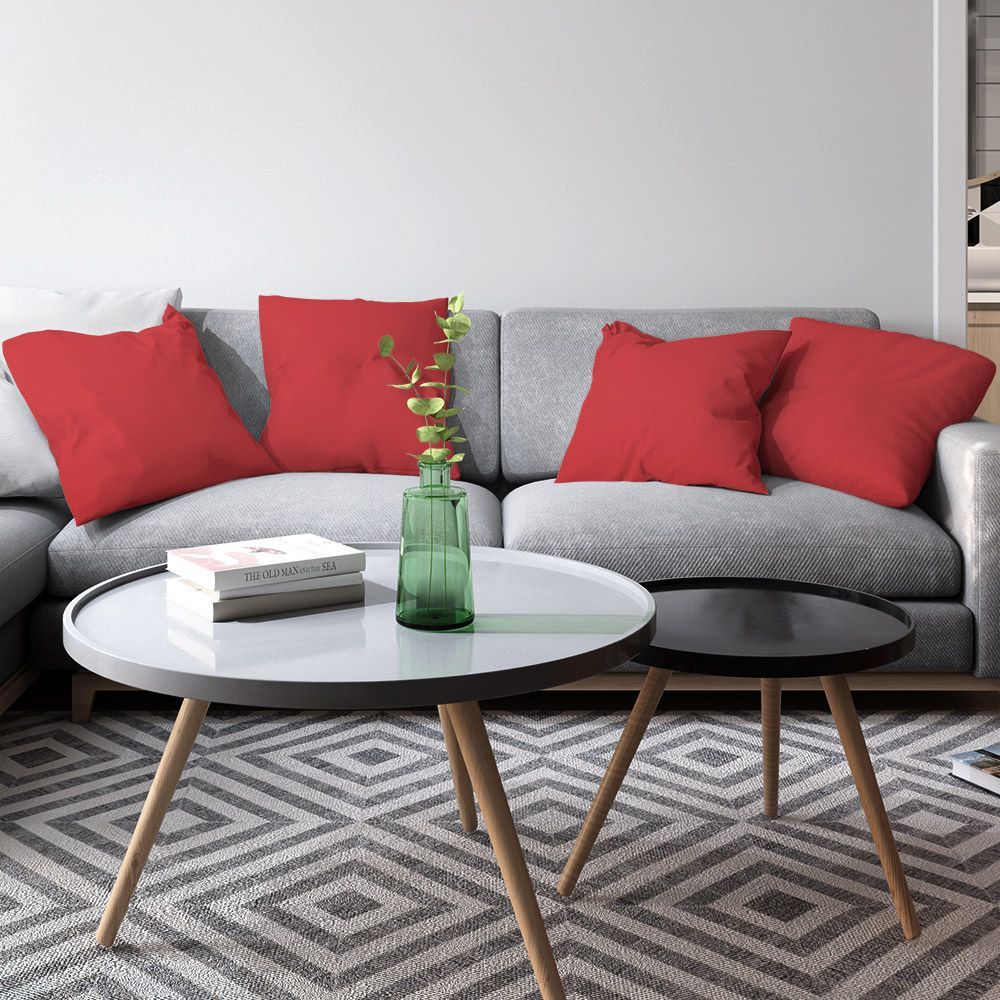 Encontraproduto.com.br - Kit Capas Almofadas Decorativas Lisas 45x45 - Id Decor Cor 10 Vermelho