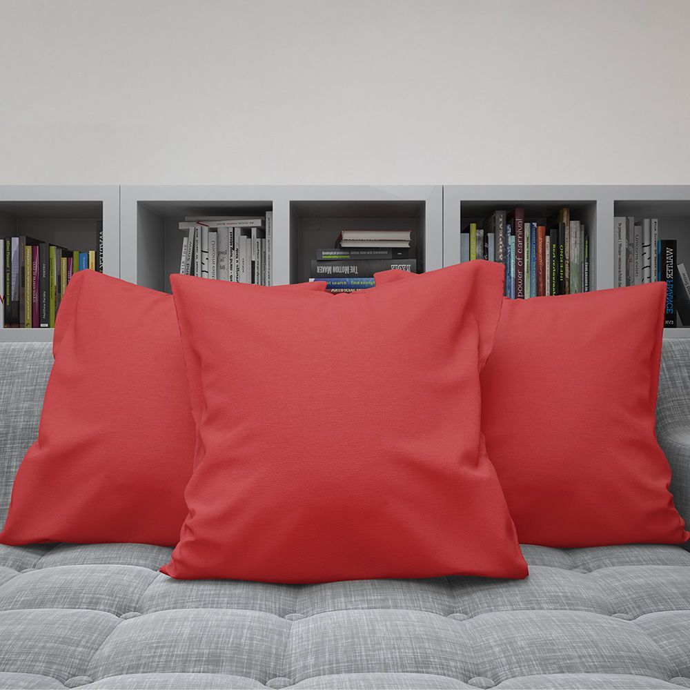 Encontraproduto.com.br - Kit Capas Almofadas Decorativas Lisas 45x45 - Id Decor Cor 10 Vermelho