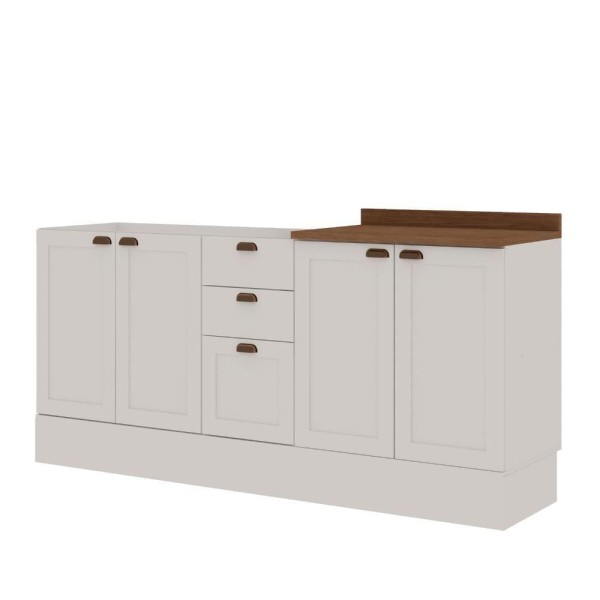 Encontraproduto.com.br - Cozinha 100% Mdf Modulada Iluminata Com Balcão Para Cooktop Branco