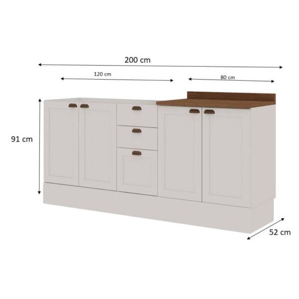 Encontraproduto.com.br - Cozinha 100% Mdf Modulada Iluminata Com Balcão Para Cooktop Branco