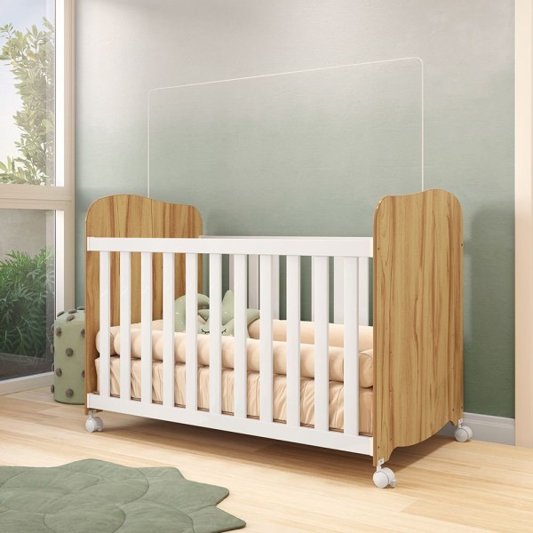 Encontraproduto.com.br - Berço Peroba Uli Americano com 3 opções de altura - Branco/Amêndoa