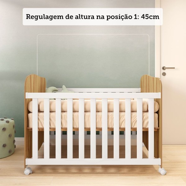 Encontraproduto.com.br - Berço Peroba Uli Americano com 3 opções de altura - Branco/Amêndoa