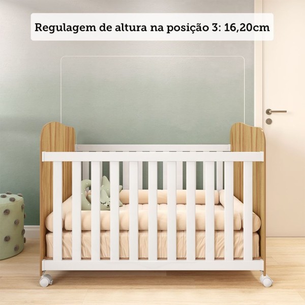 Encontraproduto.com.br - Berço Peroba Uli Americano com 3 opções de altura - Branco/Amêndoa
