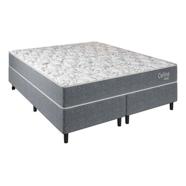 Cama Box com Colchão Queen Celine Molas Ensacadas (62x158x198) Cinza