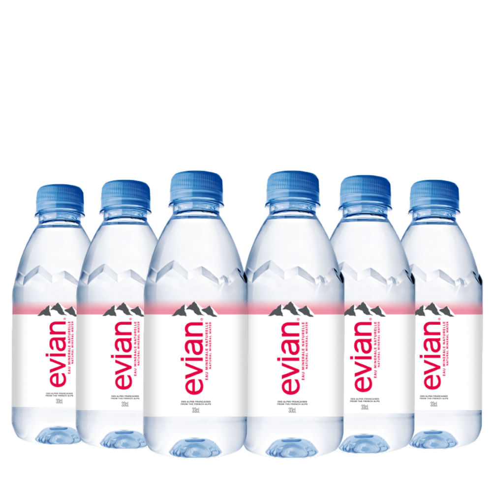 Encontraproduto.com.br - Kit Água Evian Pet Sem Gás 330ml 6 unidades