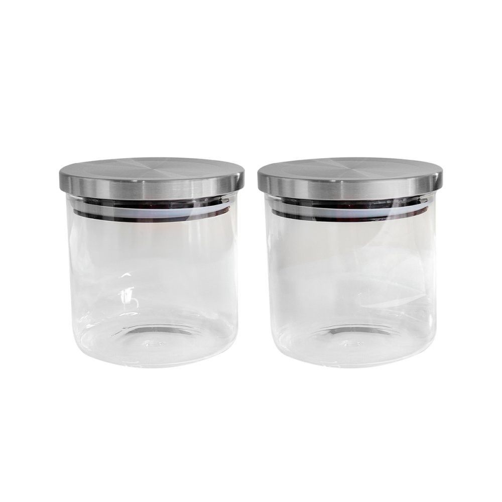 Encontraproduto.com.br - Conjunto De Potes De Mantimentos Com 5 Peças De Vidro E Tampa De Inox