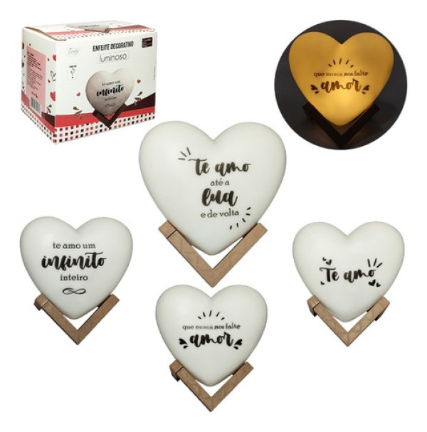 Luminária Coração Decorativa 11cm em Plástico Fu Xing