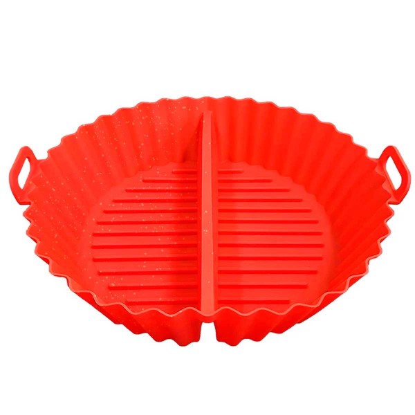 Encontraproduto.com.br - Forma P/ Airfryer C/ Divisória 20cm em Silicone Fu Xing