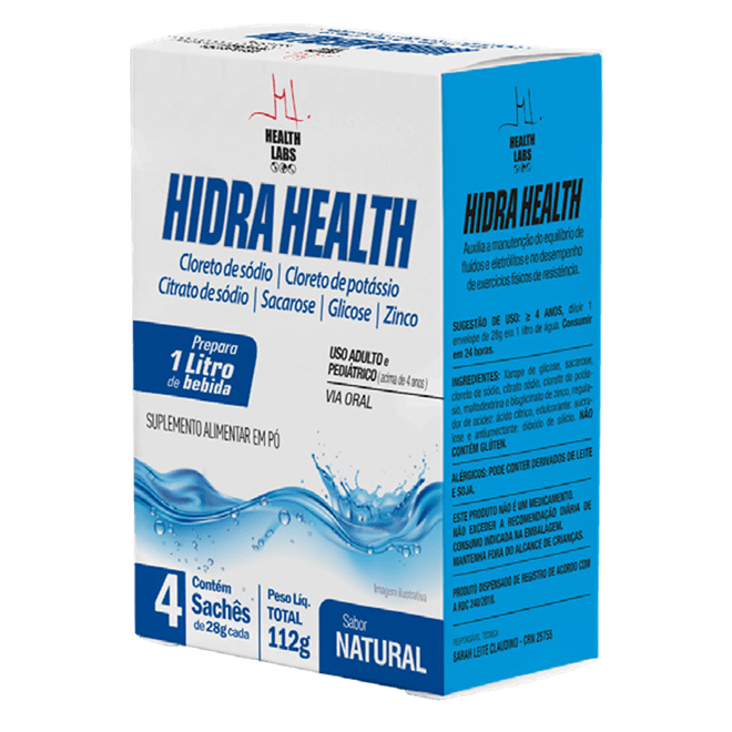 Encontraproduto.com.br - Hidra Health Suplemento Alimentar em Pó Health Labs Sabor Natural com 4 Sachês de 28g cada