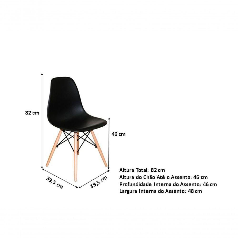 Encontraproduto.com.br - Kit Mesa Jantar Eiffel 80cm Preta + 4 Cadeiras Charles Eames - Preta