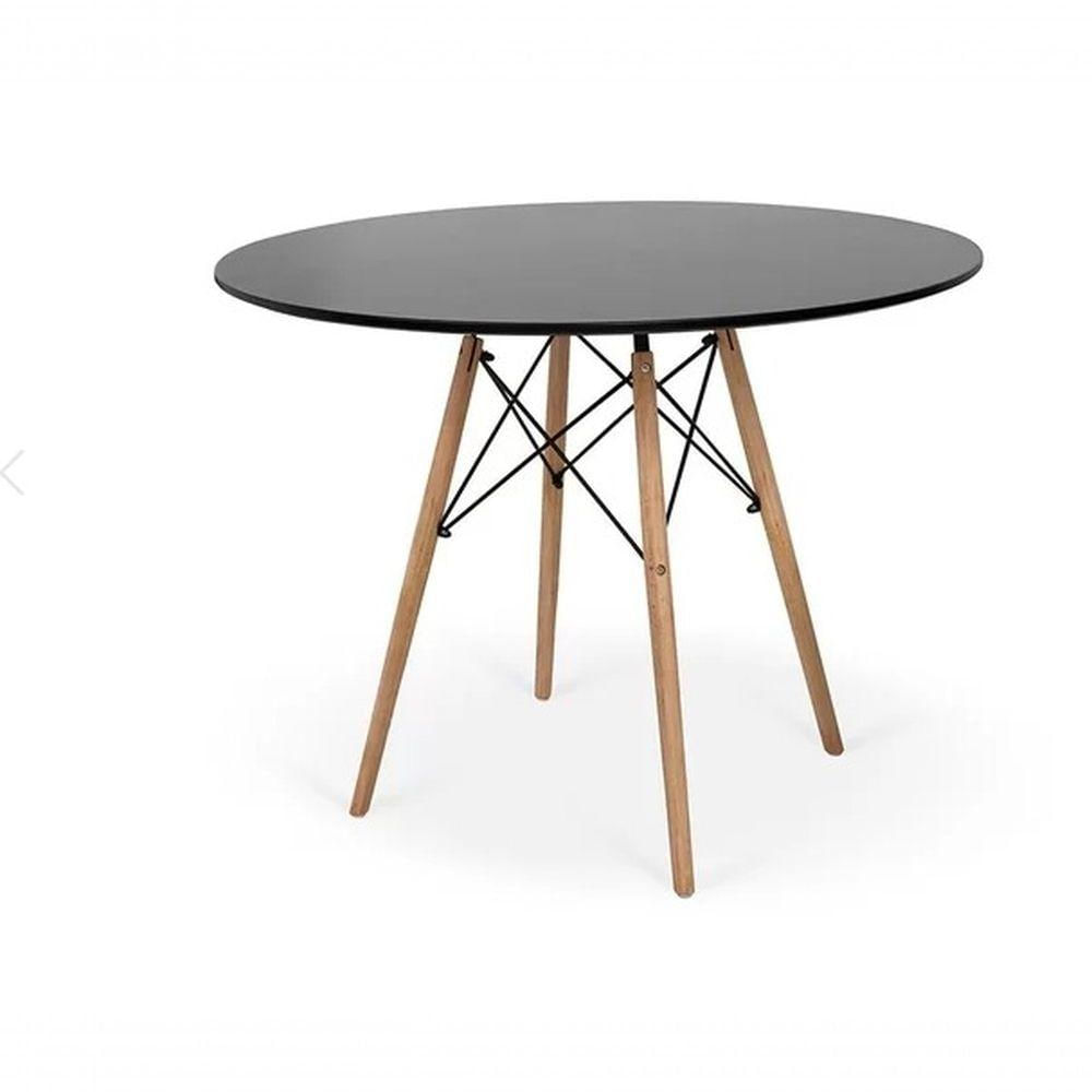 Encontraproduto.com.br - Kit Mesa Jantar Eiffel 80cm Preta + 4 Cadeiras Charles Eames - Preta