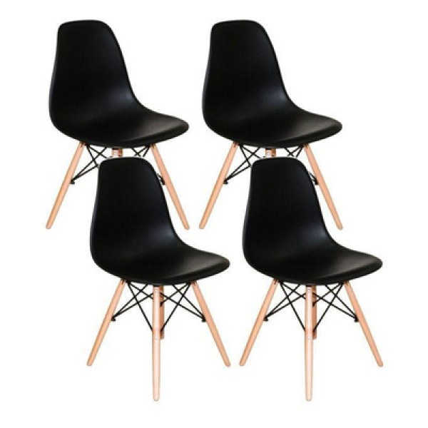 Kit c/4 Cadeiras Eiffel Eames Pretas Pés Palito
