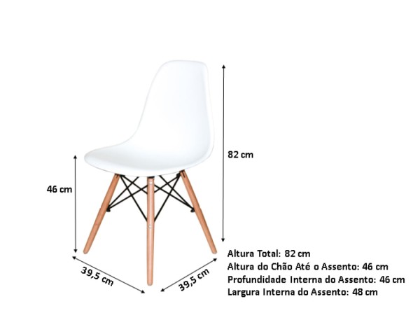 Encontraproduto.com.br - Conjunto De Mesa De Jantar Eames Eiffel Redonda 100cm Tampo De Madeira Branco Com 6 Cadeiras Brancas