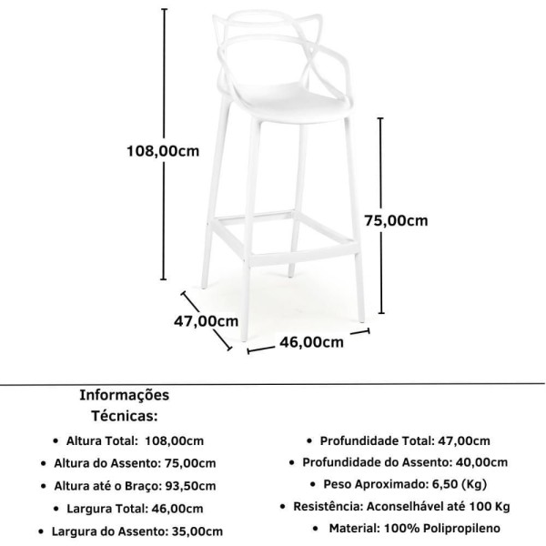 Encontraproduto.com.br - Kit 2 Banquetas Allegra Com Encosto Design Cozinha/bancada - Branco