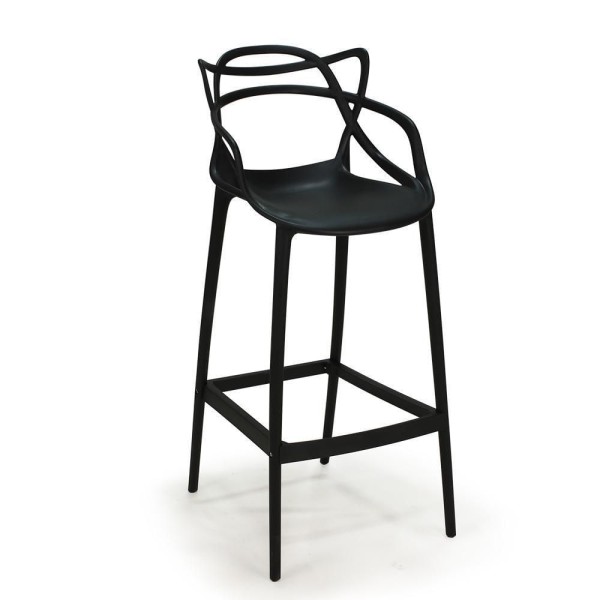 Encontraproduto.com.br - Kit 6 Banquetas Allegra Com Encosto Design Cozinha/bancada Cor Preto