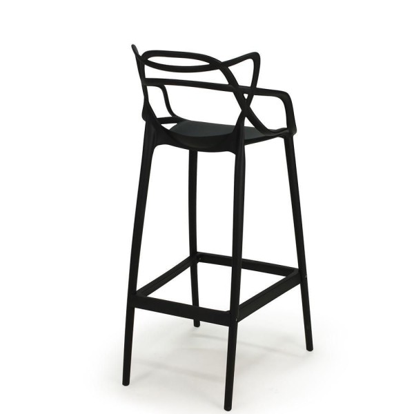 Encontraproduto.com.br - Kit 6 Banquetas Allegra Com Encosto Design Cozinha/bancada Cor Preto