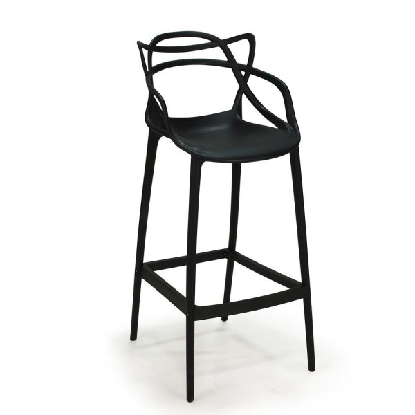 Encontraproduto.com.br - Kit 6 Banquetas Allegra Com Encosto Design Cozinha/bancada Cor Preto