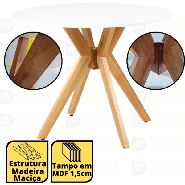 Encontraproduto.com.br - Conjunto Mesa De Jantar Redonda Marci Branca 100cm Com 4 Cadeiras Allegra - Preto