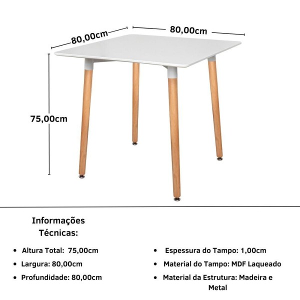 Encontraproduto.com.br - Mesa De Jantar Eiffel Branca 120x80cm + 4 Cadeiras Allegra Cor Turquesa