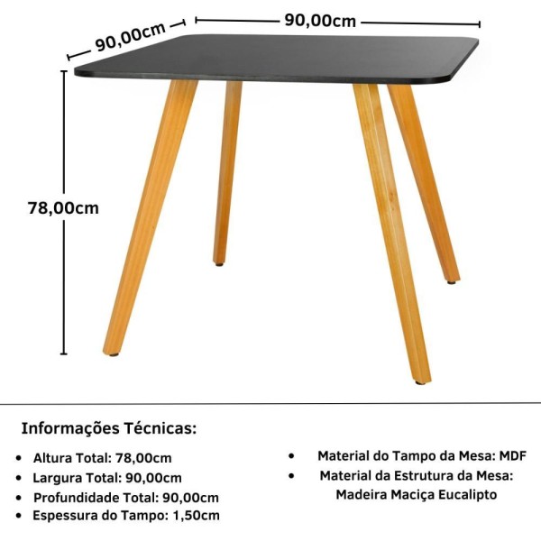 Encontraproduto.com.br - Conjunto Mesa De Jantar Quadrada ágata 90x90cm Preta Com 4 Cadeiras Allegra - Rosa