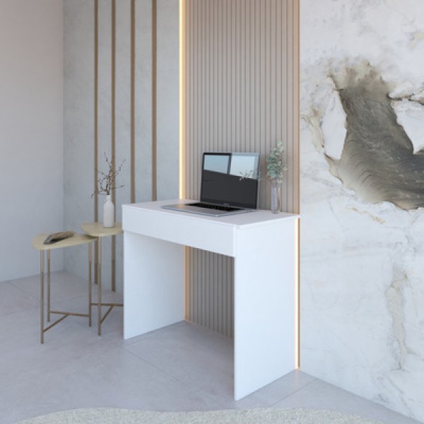 Mesa Escrivaninha Office Compacta Com 1 Gaveta - Natural/preto