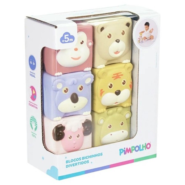 Encontraproduto.com.br - Blocos Bichinhos Divertidos Pimpolho Colorido 0300555 (MP)