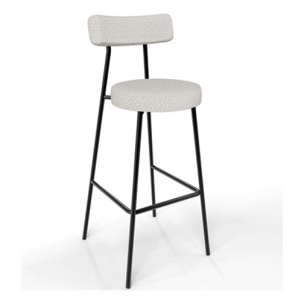 Banqueta Alta Bar Cozinha Sala De Jantar Estrutura Em Aço Milão L02 Bouclê Cru - Lyam Decor