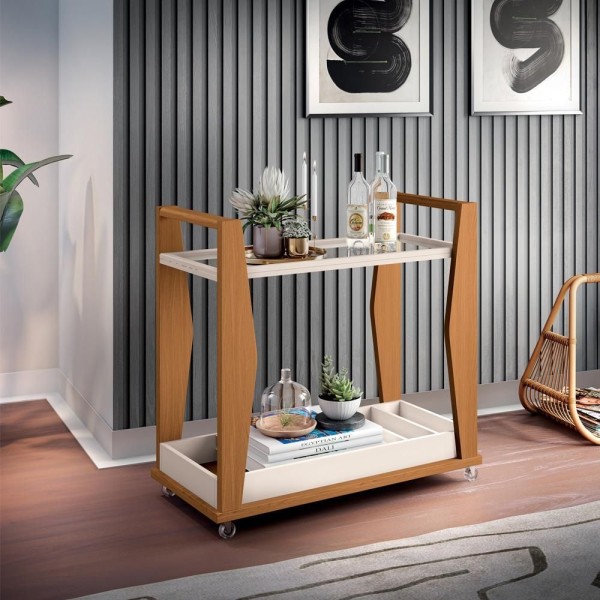 Encontraproduto.com.br - Kit 02 Carrinhos Decorativos Bar Café Multiuso B01 Belga Cinamomo Off White