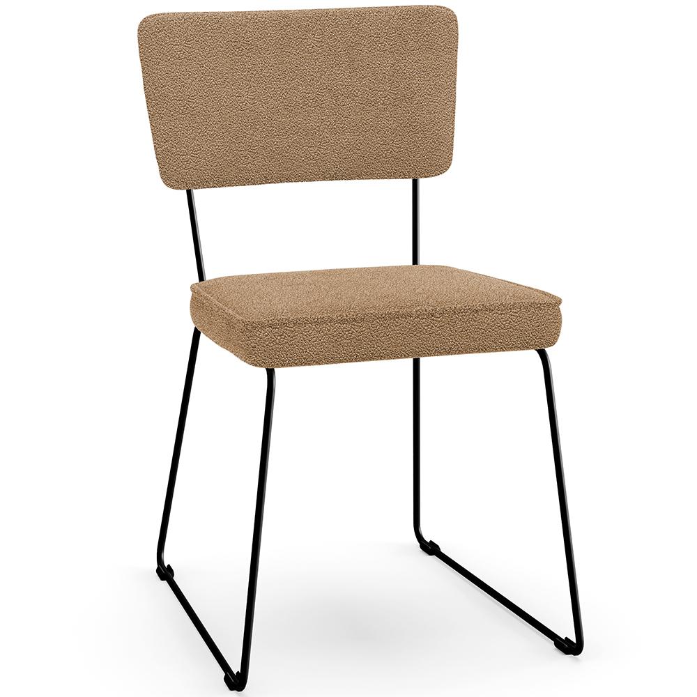Encontraproduto.com.br - Kit 08 Cadeiras Decorativa Estofada Para Sala De Jantar Base Em Aço Allana L02 Bouclê Mostarda