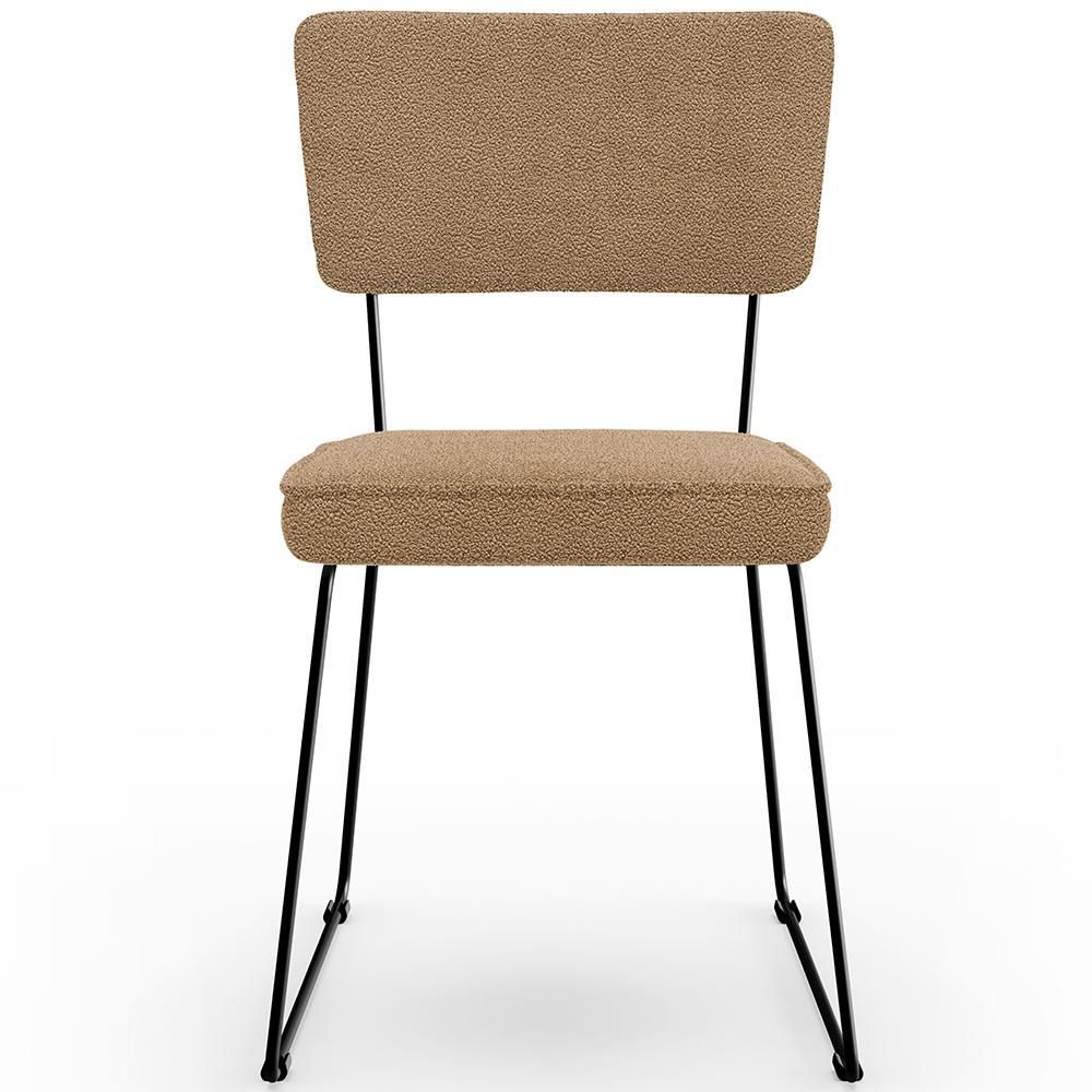 Encontraproduto.com.br - Kit 08 Cadeiras Decorativa Estofada Para Sala De Jantar Base Em Aço Allana L02 Bouclê Mostarda