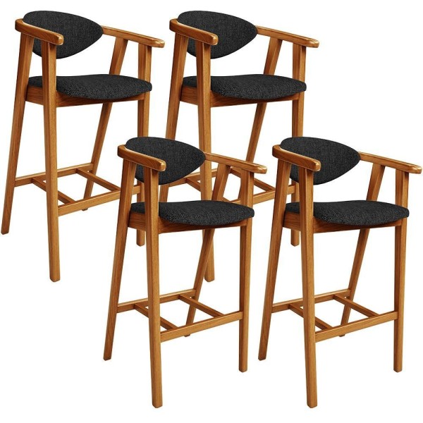 Encontraproduto.com.br - Kit 04 Banquetas Alta Para Cozinha Bancada Bar Sala De Jantar Fixa Cecília L02 Linho Chumbo - Lyam