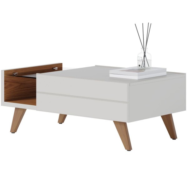 Encontraproduto.com.br - Kit Aparador Buffet íris 03 Portas Com Mesa De Centro Meira C04 Off White Matte Freijó - Lyam
