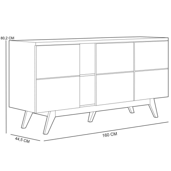 Encontraproduto.com.br - Kit Aparador Buffet íris 03 Portas Com Mesa De Centro Meira C04 Off White Matte Freijó - Lyam