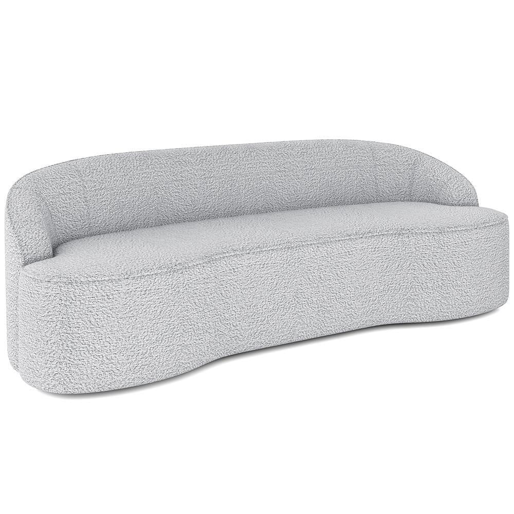 Sofá 3 Lugares Curvo Sala De Estar Living Lótus D02 Bouclê Cinza 180 Cm B-56