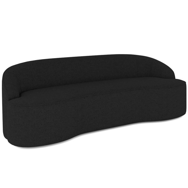 Sofá 3 Lugares Curvo Sala De Estar Living Lótus D02 Linho Chumbo 180 Cm D-465