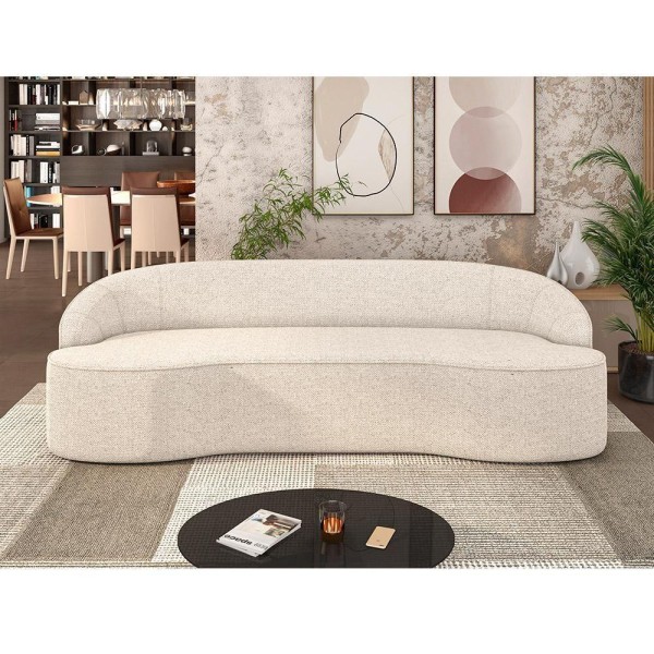 Encontraproduto.com.br - Sofá 3 Lugares Curvo Sala Estar Lótus Linho Cru 180cm D-461