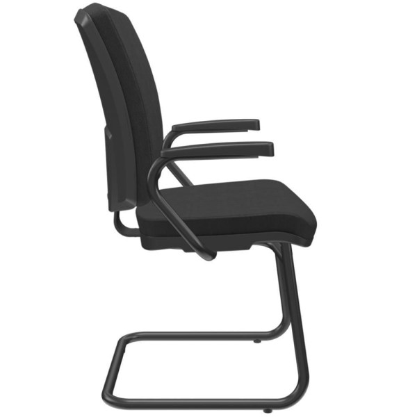 Kit 2 Cadeiras De Escritório Fixa Executiva Office Preto Slim Alta Flexi P03 Poliéster Preto - Lyam