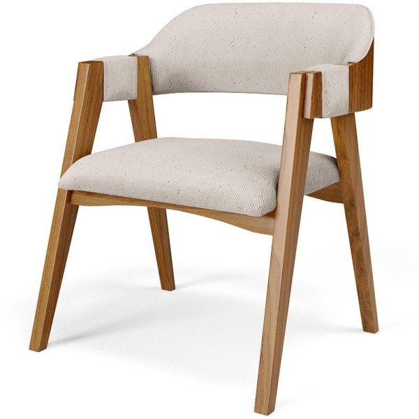 Cadeira Para Sala De Jantar E Estar Living Estofada Suran L02 Linho Cru - Lyam