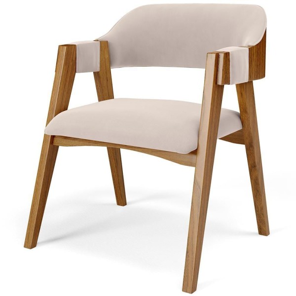 Encontraproduto.com.br - Mesa De Jantar Redonda Cora 120cm Off White M04 Com 04 Cadeiras Living Suran Suede Bege - Lyam
