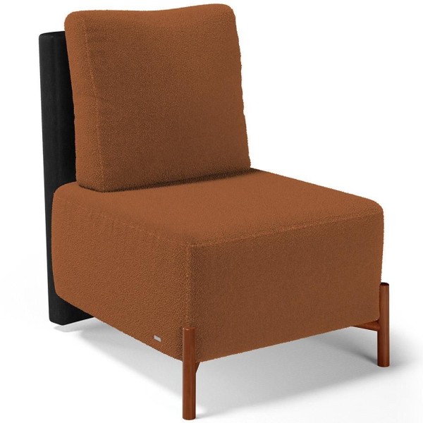 Poltrona Decorativa Sala De Estar Living Hungria L02 Couríssimo Preto Bouclê Terracota