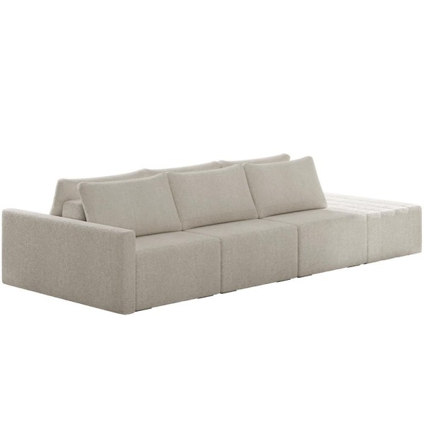Encontraproduto.com.br - Sofá Ilha Modular Para Sala 342cm Com Puff Dublin K01 Bouclê Bege - Lyam Decor
